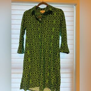 Jude Connally Vibrant Green and Black Geometric Dress